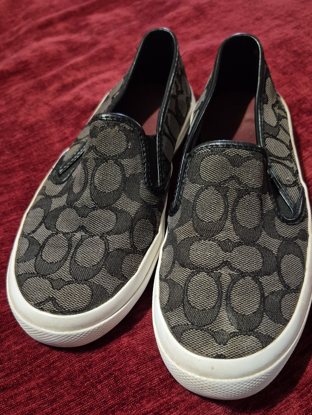 Coach Signature Slip-On Sneakers in Black and Gray